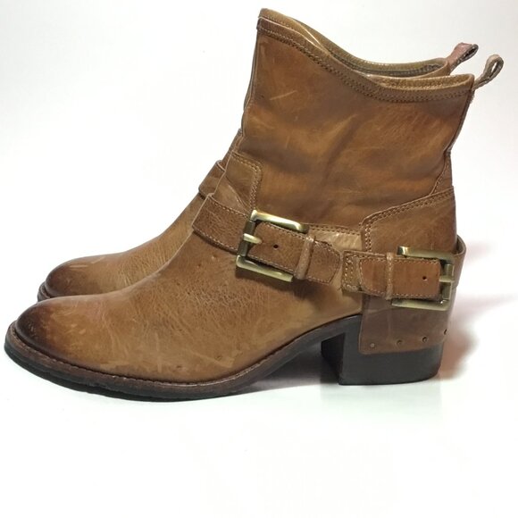 Women’s 7.5 Donald J Pliner Wade Brown Leather Harness Boot - Picture 1 of 12